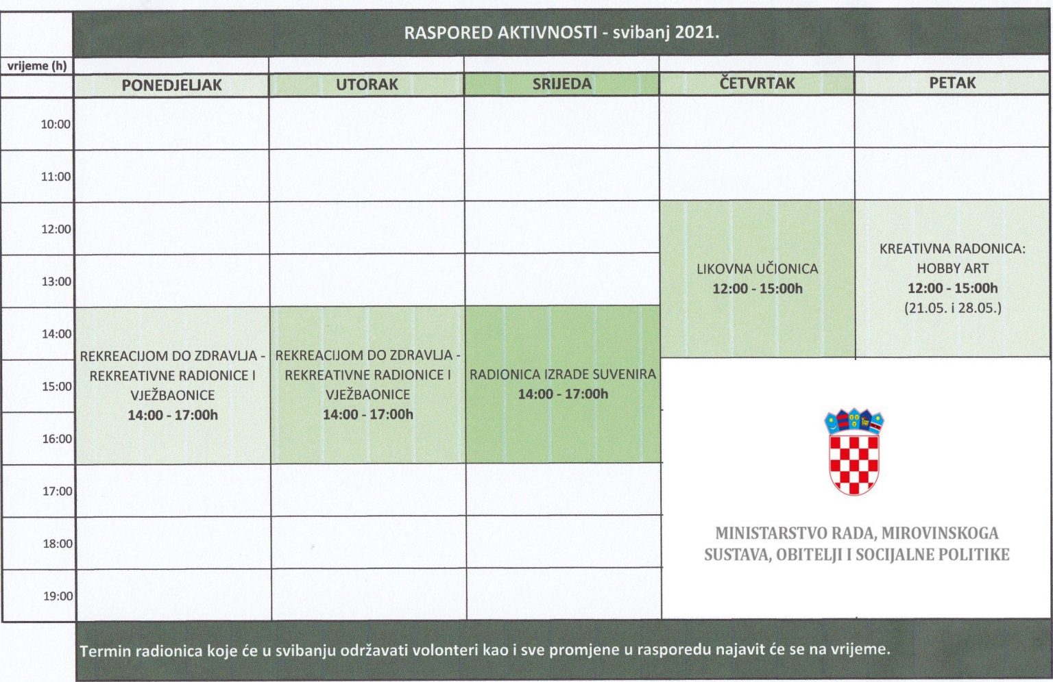 PROGRAM “AKO SAM UKLJUČEN, NISAM ISKLJUČEN 2” – raspored aktivnosti ...